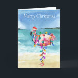 Flamingo Kerstmis Tropical Beach Kaart<br><div class="desc">Dit ontwerp kan op het gebied worden gepersonaliseerd dat door de foto en/of tekst te veranderen wordt verstrekt. Of het kan worden aangepast door te klikken deze Sjabloon personaliseert en dan de klik te kiezen om verdere optie aan te passen en de kleur van de achtergrond te schrappen of te...</div>