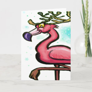 Flamingo kerstrenier feestdagen kaart