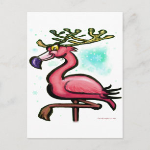 Flamingo kerstrenier feestdagenkaart