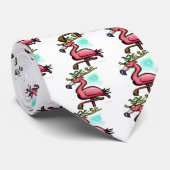 Flamingo kerstrenier stropdas (Opgerold)