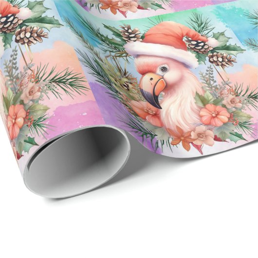 Flamingo Kerstthema Cadeaupapier (Rol Hoek)