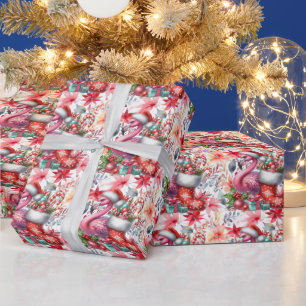 Flamingo Kerstthema Cadeaupapier