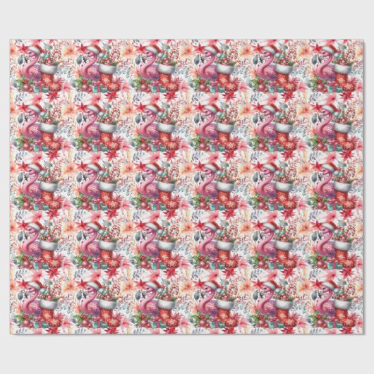 Flamingo Kerstthema Cadeaupapier (Vlak)