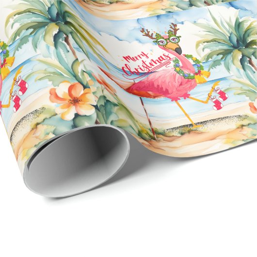 Flamingo Kerstthema Cadeaupapier (Rol Hoek)