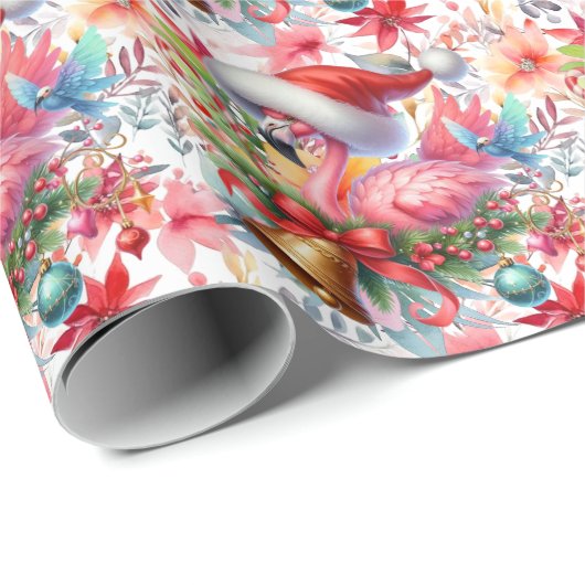 Flamingo Kerstthema Cadeaupapier (Rol Hoek)