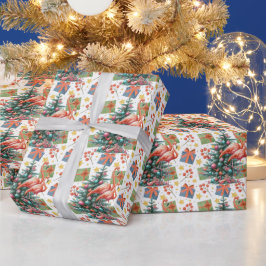Flamingo Kerstthema Cadeaupapier