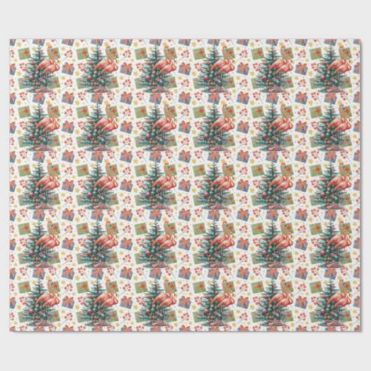 Flamingo Kerstthema Cadeaupapier (Vlak)