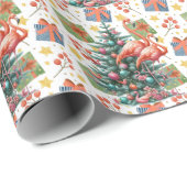Flamingo Kerstthema Cadeaupapier (Rol Hoek)