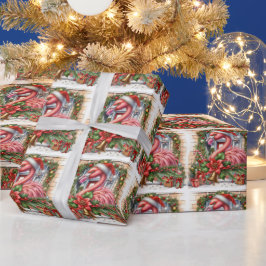 Flamingo Kerstthema Cadeaupapier