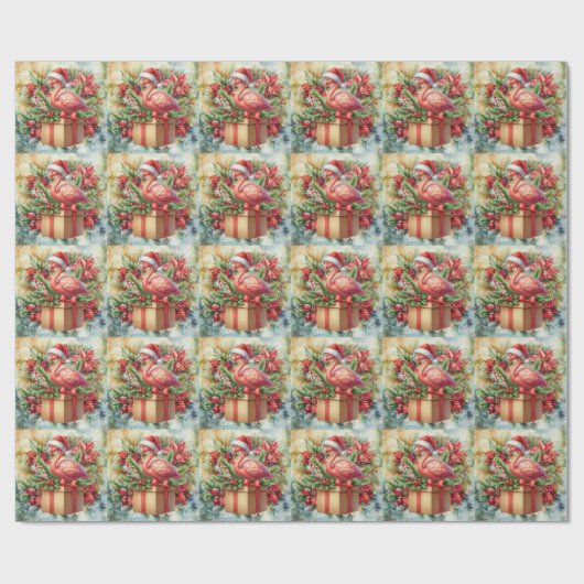 Flamingo Kerstthema Cadeaupapier (Vlak)