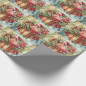 Flamingo Kerstthema Cadeaupapier (Hoek)