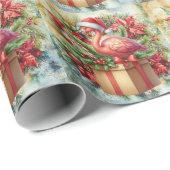 Flamingo Kerstthema Cadeaupapier (Rol Hoek)