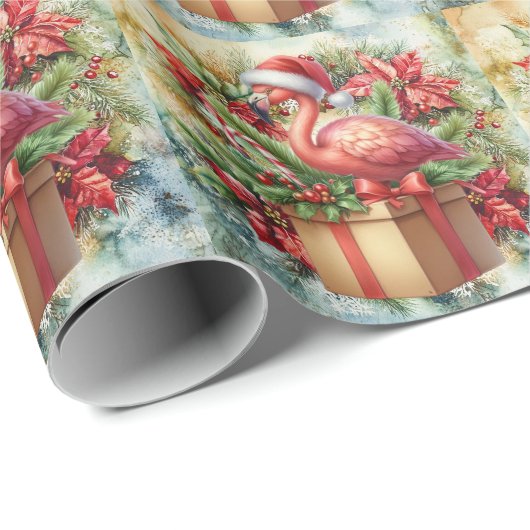 Flamingo Kerstthema Cadeaupapier (Rol Hoek)