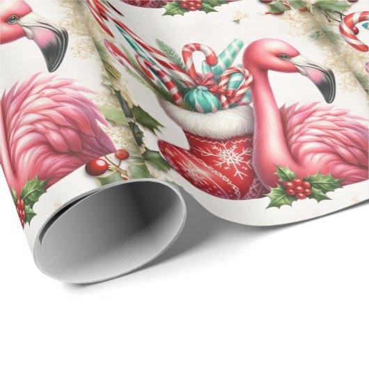 Flamingo Kerstthema Cadeaupapier (Rol Hoek)