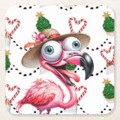 Flamingo Kerstthema Kartonnen Onderzetters (Voorkant)