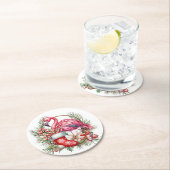 Flamingo Kerstthema Ronde Kartonnen Onderzetter (Insitu)