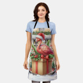 Flamingo Kerstthema Schort (Gedragen)