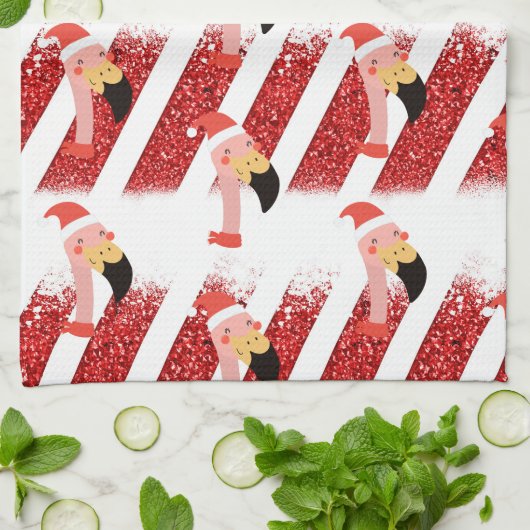 Flamingo Kerstthema Theedoek (Gevouwen)