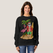 Flamingo Kersttrui Funny Santa Palmboom P Trui (Voorkant volledig)