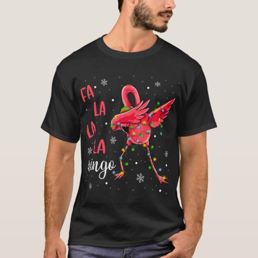 Flamingo Kerstverlichting Grappige Kerstmis Kerstm T-shirt (Voorkant)
