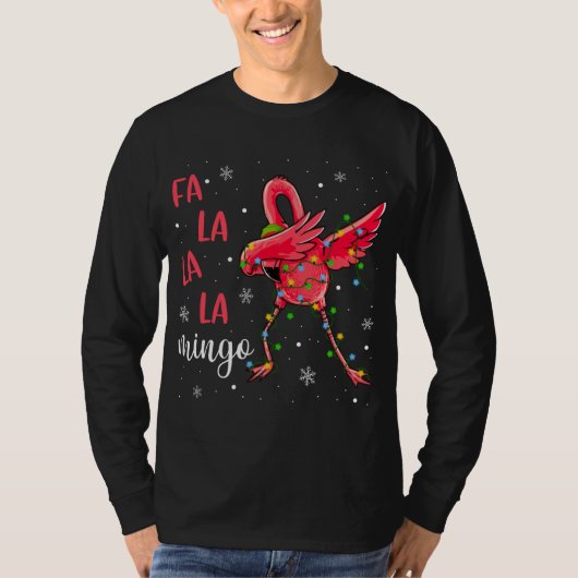 Flamingo Kerstverlichting Grappige Kerstmis Kerstm T-shirt (Voorkant)