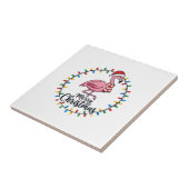 Flamingo Kerstverlichting Vakantie Tegeltje (Zijkant)