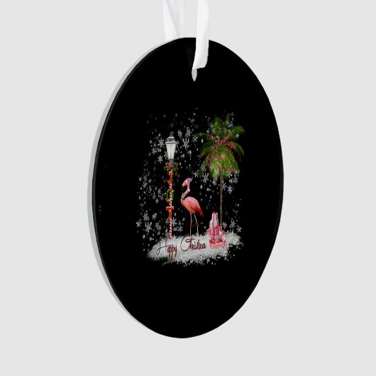 Flamingo kerstwensen ornament (voorkant)