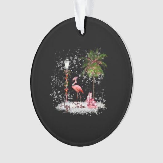 Flamingo kerstwensen ornament (voorkant)