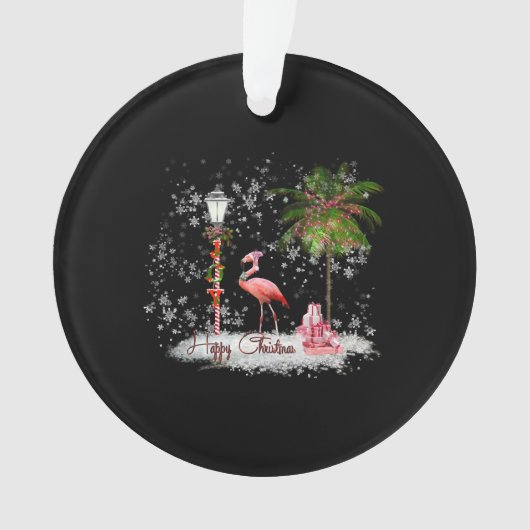 Flamingo kerstwensen ornament (voorkant)