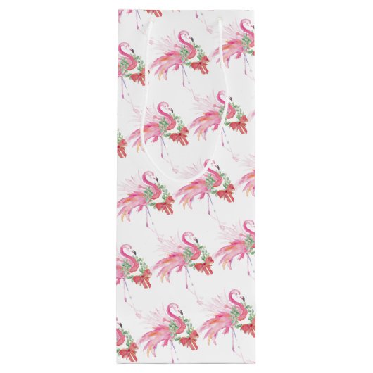 Flamingo Kerstwijn Gift Bag Wijn Cadeautas (Achterkant)