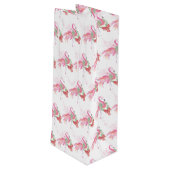 Flamingo Kerstwijn Gift Bag Wijn Cadeautas (Achterkant Gekanteld)