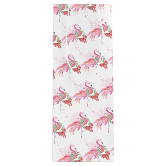 Flamingo Kerstwijn Gift Bag Wijn Cadeautas (Voorkant)