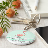 Flamingo key chain green sleutelhanger (Zijkant)