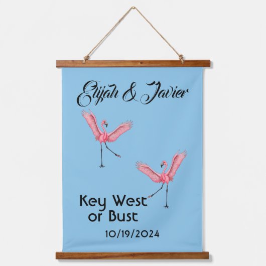 Flamingo Key West of Bust Gay Bestemming Bruiloft Hangend Wandkleed (Voorkant)