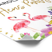 Flamingo Kippetjes Feest Tropisch Bloemen Welkomst Poster (Hoek)