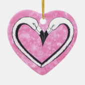 Flamingo Kiss hart Keramisch Ornament (Voorkant)