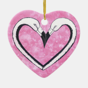 Flamingo Kiss hart Keramisch Ornament
