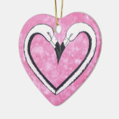 Flamingo Kiss hart Keramisch Ornament (Links)