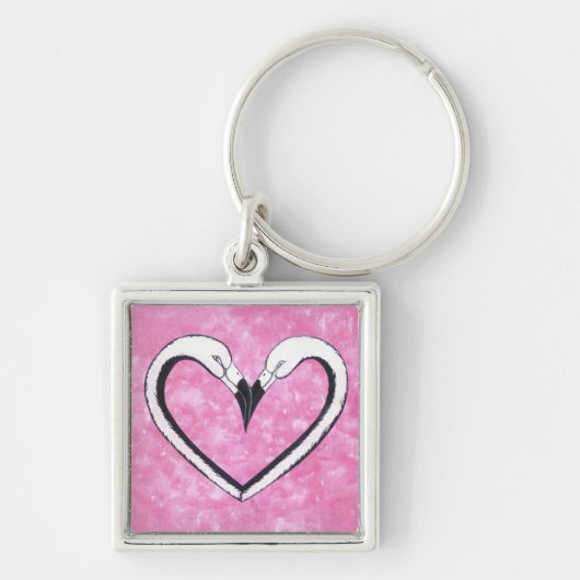 Flamingo Kiss Heart door SandyCloss Sleutelhanger (Voorkant)