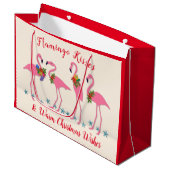 Flamingo Kisses Warm-kerstcadeautas Groot Cadeauzakje (Voorkant Gekanteld)