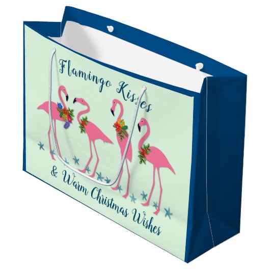 Flamingo Kisses Warm-kerstcadeautas Groot Cadeauzakje (Voorkant Gekanteld)