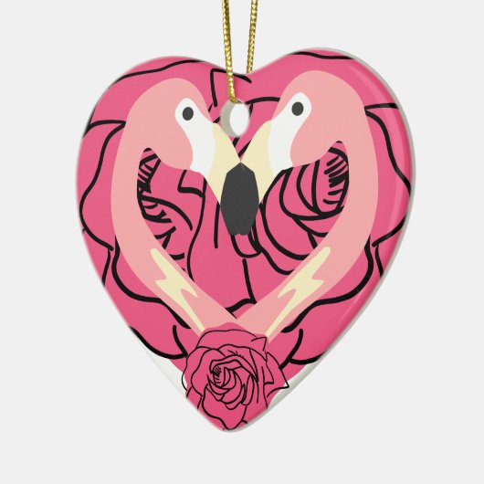 Flamingo Kissing en harten Keramisch Ornament (Links)