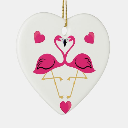 Flamingo Kissing en harten Keramisch Ornament (Rechts)