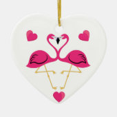 Flamingo Kissing en harten Keramisch Ornament (Voorkant)