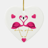 Flamingo Kissing en harten Keramisch Ornament (Achterkant)
