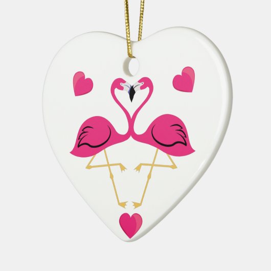 Flamingo Kissing en harten Keramisch Ornament (Links)