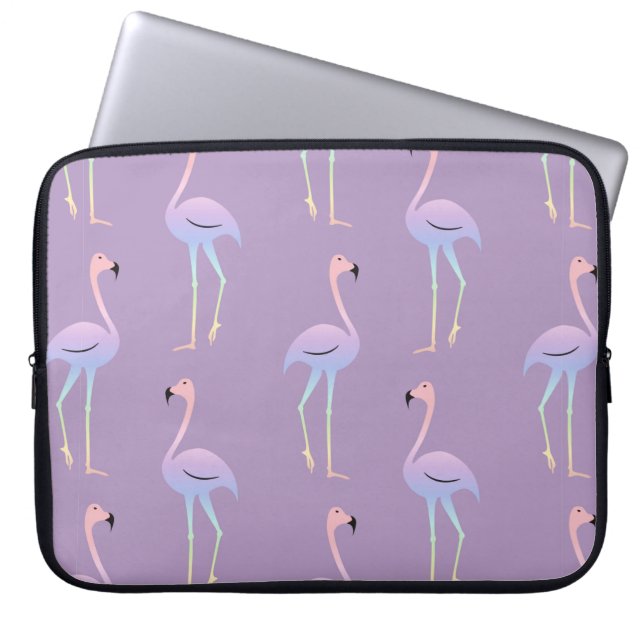 Flamingo kleurrijke regenboogvogel. Schitterend na Laptop Sleeve (Voorkant)