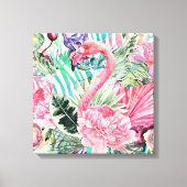 Flamingo kleurrijke waterverf canvas afdruk (Voorkant)