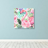 Flamingo kleurrijke waterverf canvas afdruk (Insitu (Houten vloer))