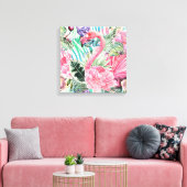 Flamingo kleurrijke waterverf canvas afdruk (Insitu (Woonkamer))